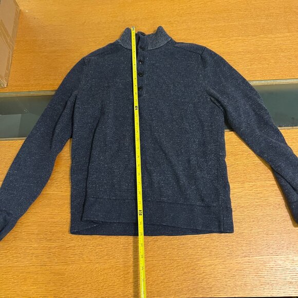 Theory Button Mock-Neck Sweater – Navy – Size M - Picture 3 of 5